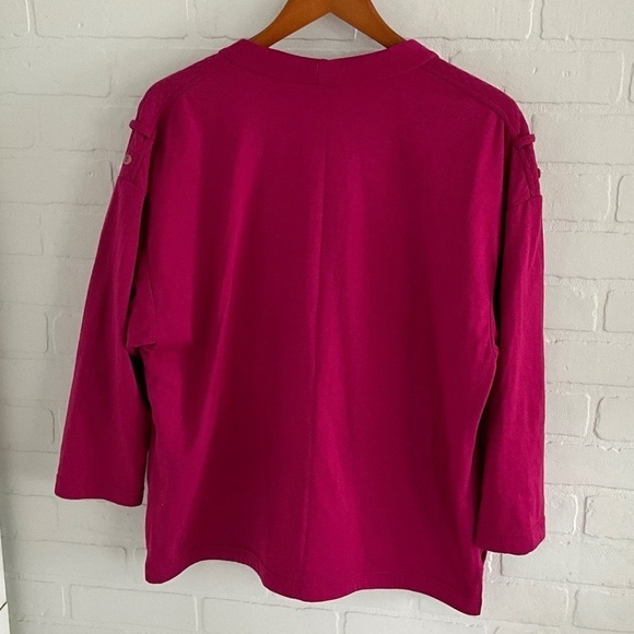 Vintage Pink Cardigan 1980 Quilted Fuschia 4 Buttons Relaxed fit with pockets !! - Picture 5 of 8